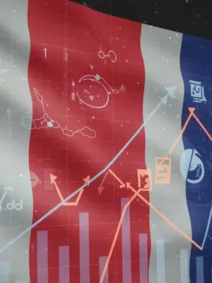 Stylized French flag with financial graphs and educational elements, symbolizing new credit regulations in France for 2026.