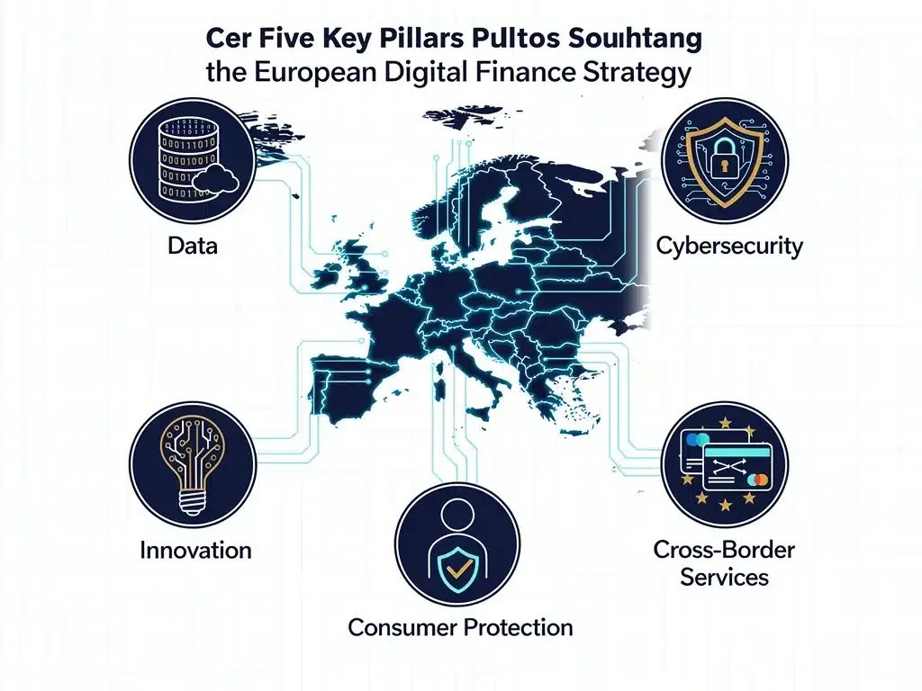 Infographic showing 5 key pillars of EU Digital Finance Strategy