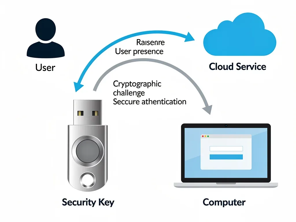 Workflow diagram for hardware security key authentication