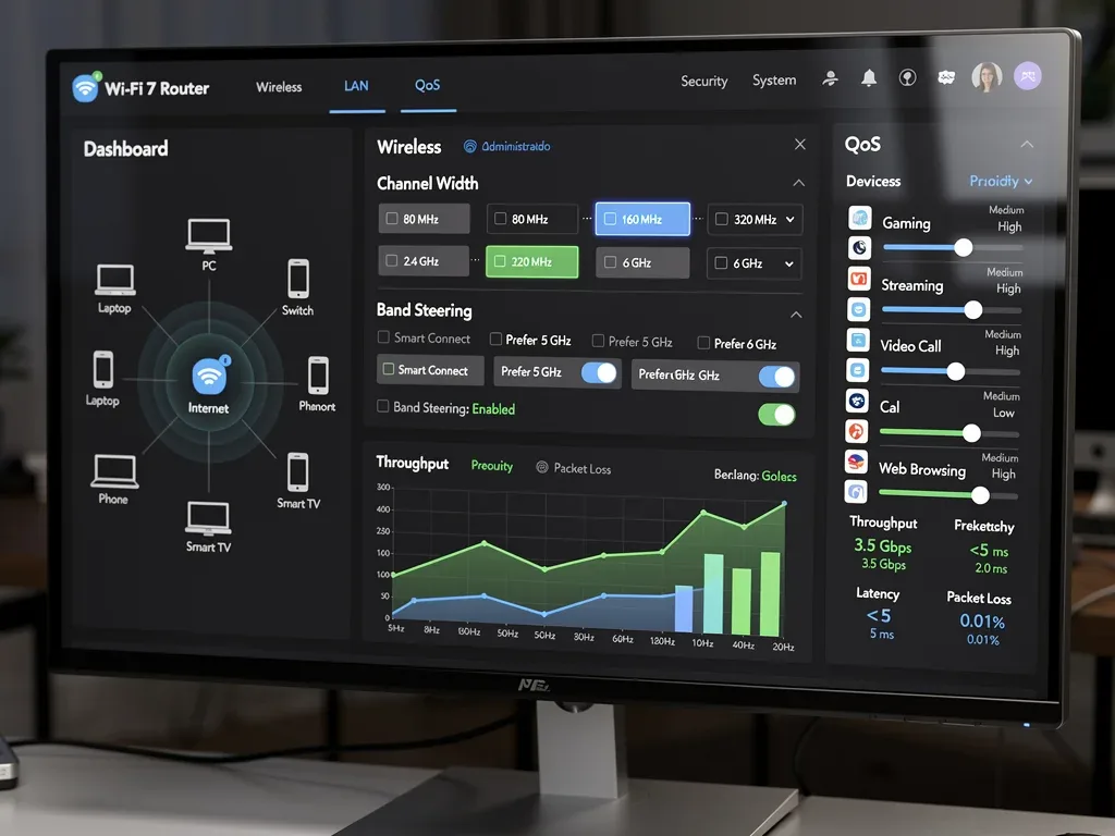Advanced Wi-Fi 7 router settings interface for optimal multi-gigabit performance.
