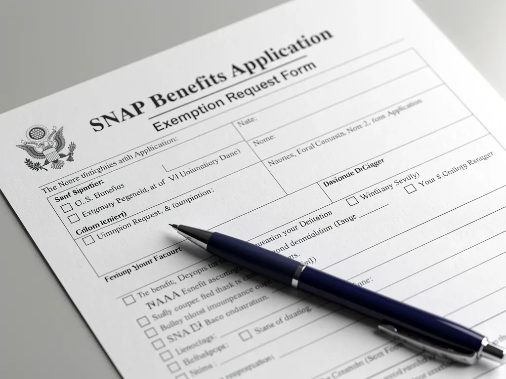 SNAP benefits application form with pen