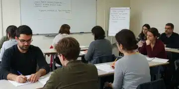 Adults learning about the 2026 French Consumer Credit Act in a modern classroom setting.