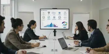 Group of professionals attending a French financial education certification seminar, focused on credit products.