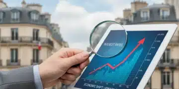 Latest European Central Bank Rate Hike of 0.25% Impacts French Variable-Rate Mortgages Financial chart showing rising interest rates impacting French variable-rate mortgages