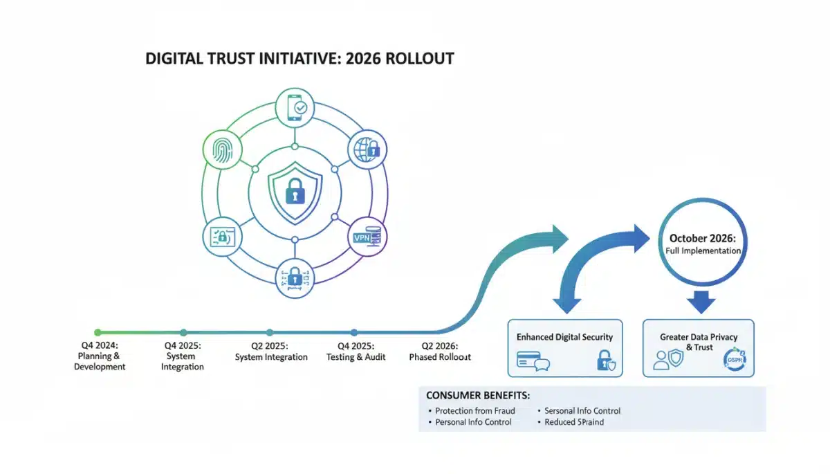 Infographic detailing digital security and consumer protection timeline