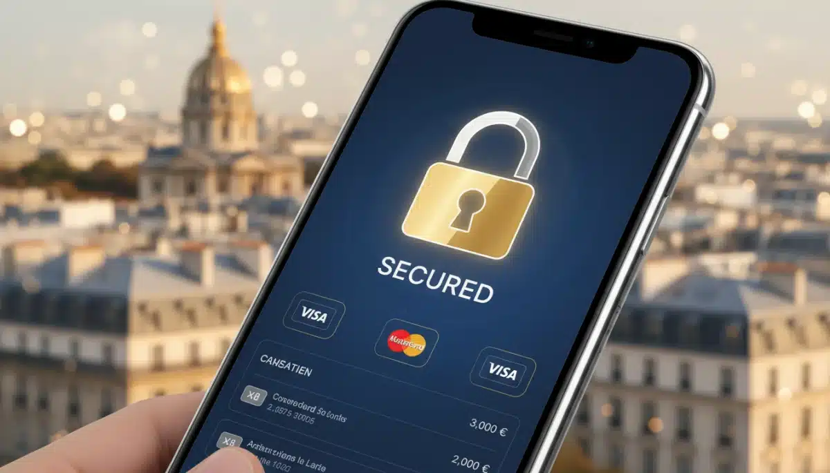 Secure digital wallet interface on a smartphone in France